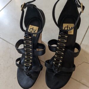Women’s Dolce Vida  black&gold high wedged sandal